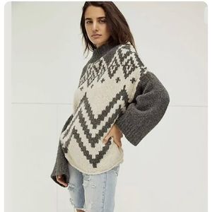 NWOT Free People oversized Nordic stripe sweater. Never worn.